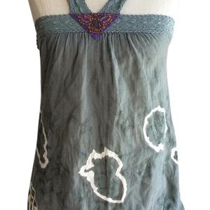 Free People Green Boho Lace Blouse 2